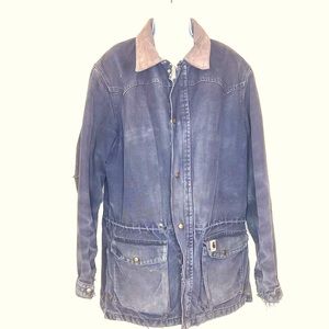 Vintage Carhartt winter work jacket. Very well used, Med. Regular. Blue A4111322